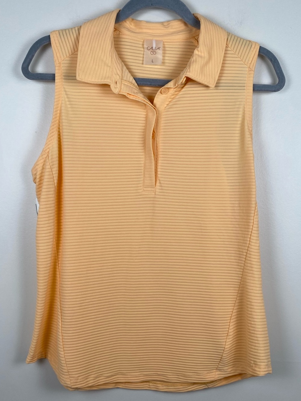 NWT Calia Women’s Sleeveless Tennis Polo Tank - Peach Large